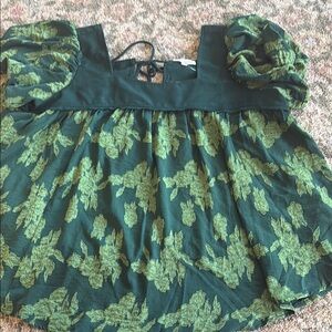 Chicsoul Green Floral Women's Top size 1XL